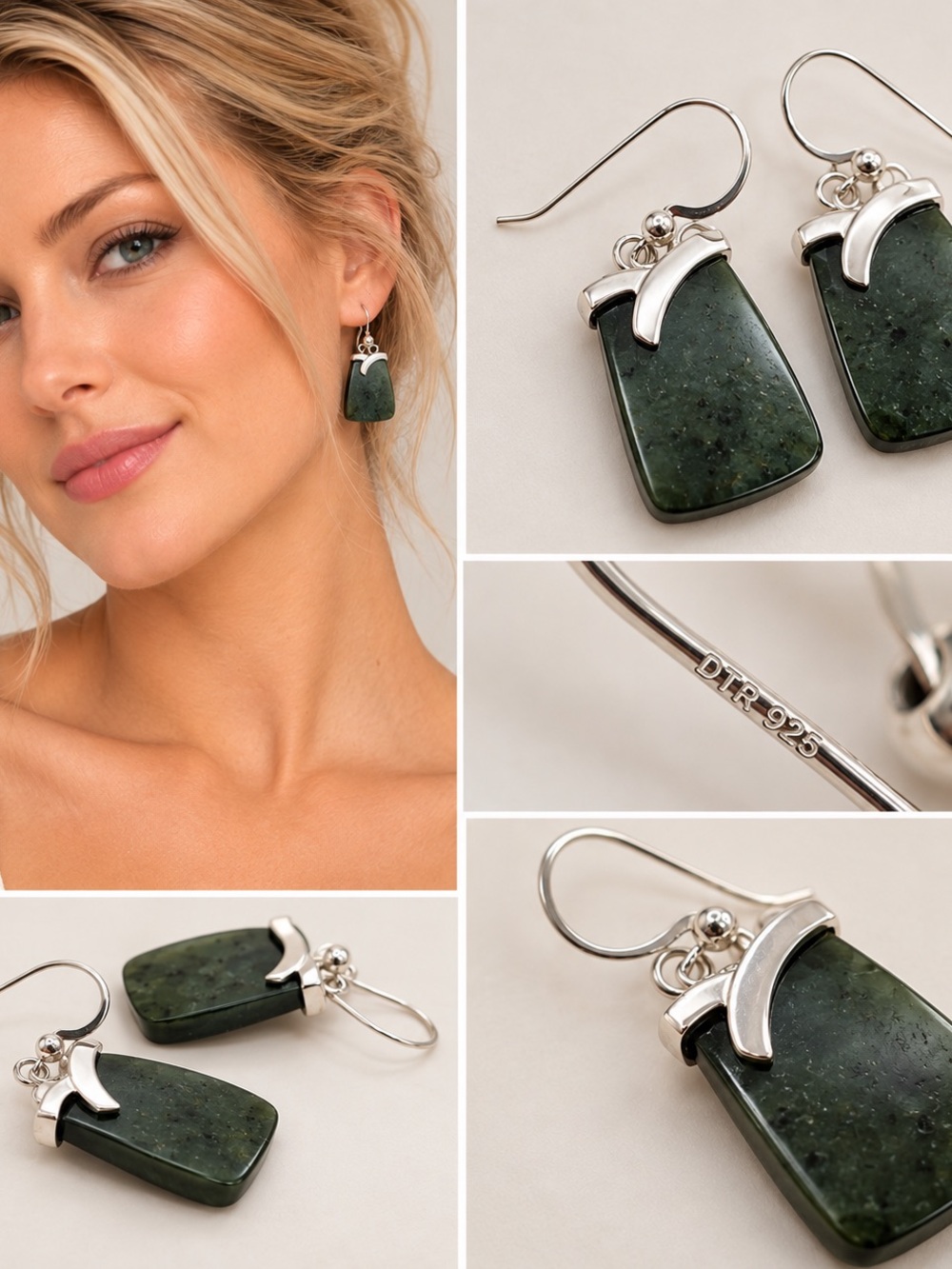 Mine Finds by Jay King Green Gemstone 925 Sterling Silver Drop Dangle Earrings